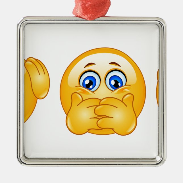 three wise emojis metal ornament (Front)