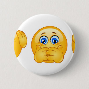 three wise emojis pinback button
