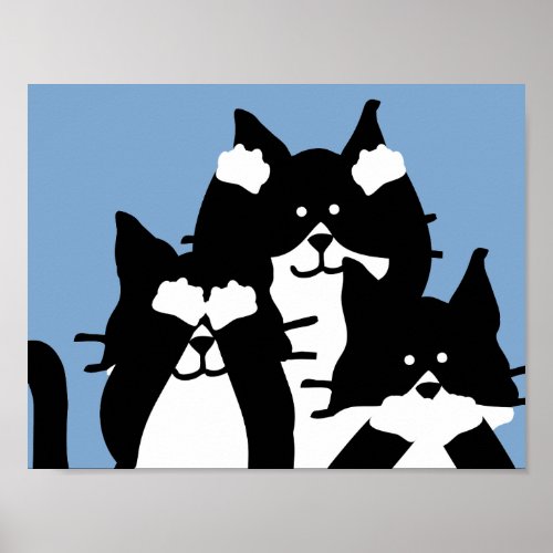 Three Wise Kitties in a Group Poster