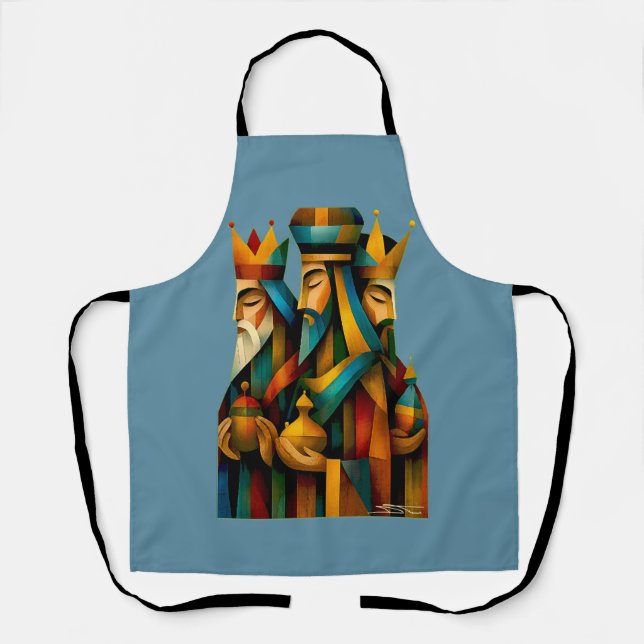 Three Wise Men Abstract Nativity Art  Apron (Front)