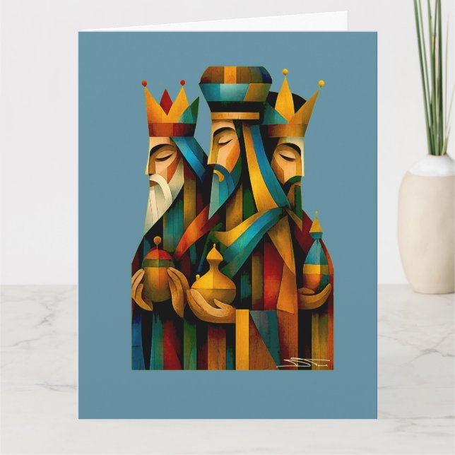 Three Wise Men Abstract Nativity Art Card (Front)