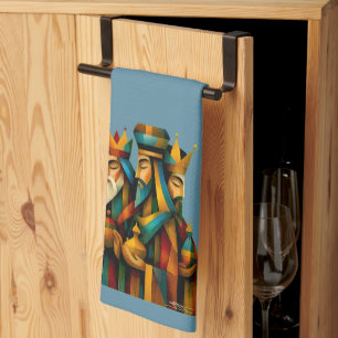 Three Wise Men Abstract Nativity Art Kitchen Towel