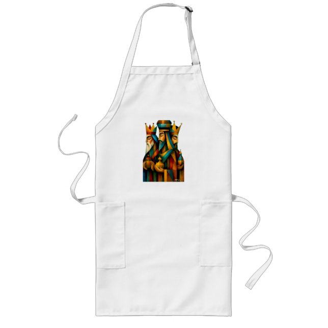 Three Wise Men Abstract Nativity Art Long Apron (Front)