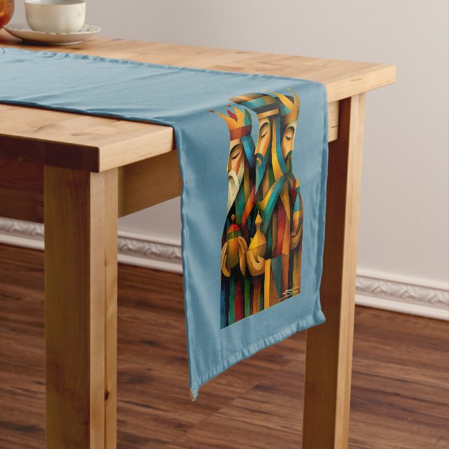 Three Wise Men Abstract Nativity Art  Short Table Runner (In Situ)