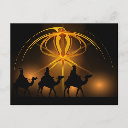 Three Wise Men and Advent Star Merry Christmas Holiday Postcard