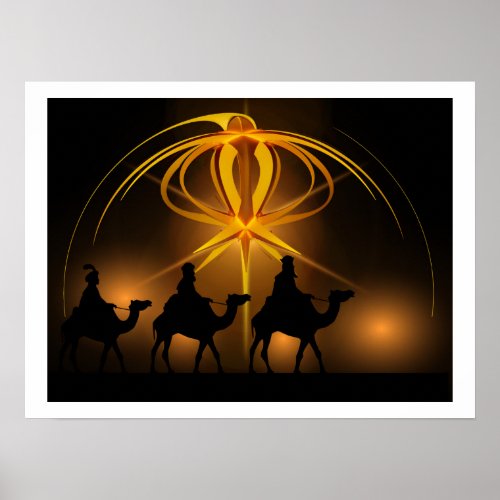 Three Wise Men and Advent Star Merry Christmas Pos Poster