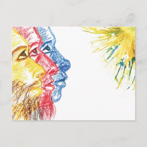 Three Wise Men and Star Abstract Art Xmas Design Holiday Postcard