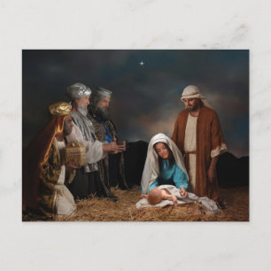 Three Wise Men at the Nativity Postcard