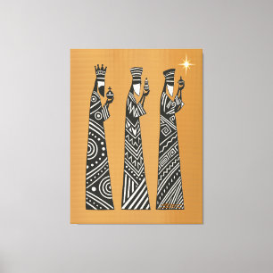 Three Wise Men Black & White Christmas Nativity Canvas Print