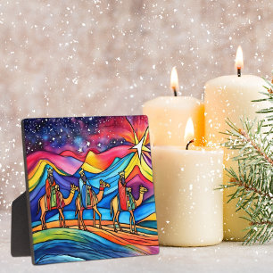 Three Wise Men Colorful Christmas Holiday Plaque