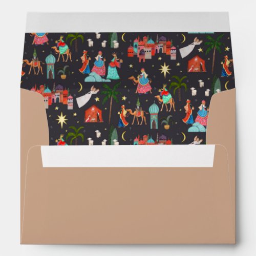 Three Wise men Earthy Christmas pattern lined Envelope