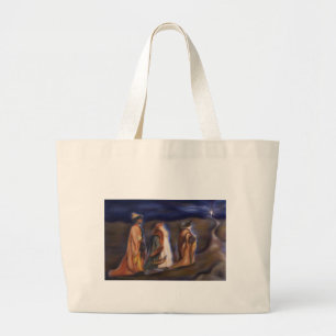 Three Wise Men Following born King Bethlehem walk Large Tote Bag