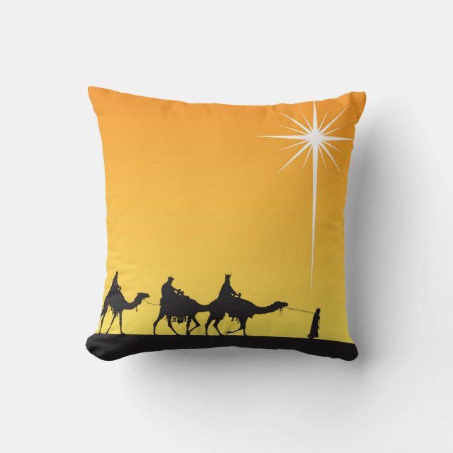 Three Wise Men Following the Star Throw Pillow (Front)