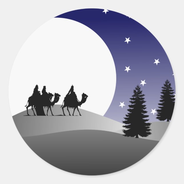 Three Wise Men Graphic Christmas Classic Round Sticker (Front)