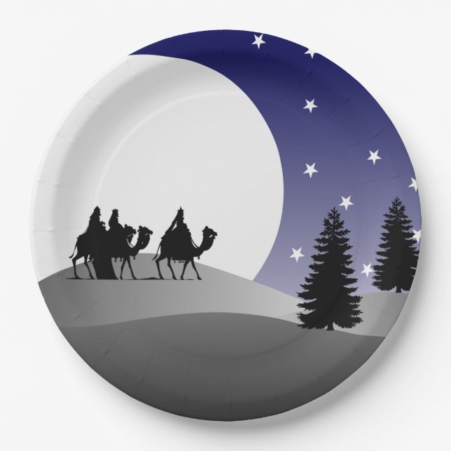 Three Wise Men Graphic Christmas Paper Plates (Front)