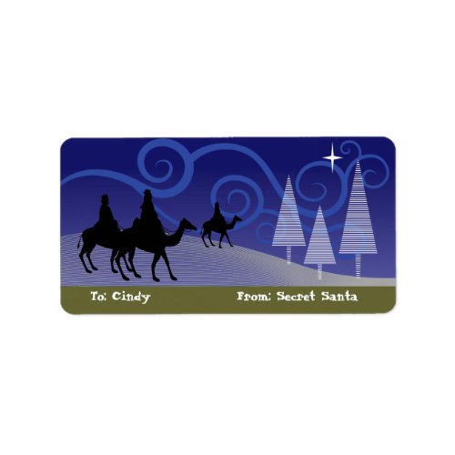 Three Wise Men guide by the  star of Bethlehem Label