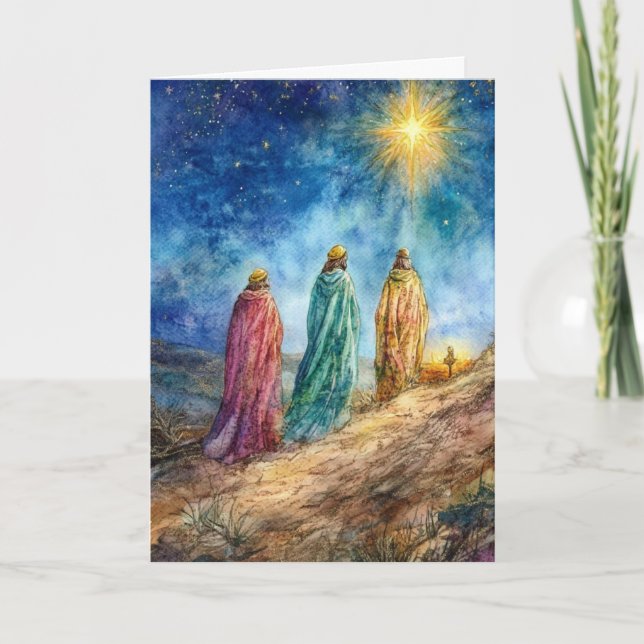 Three Wise Men Guided by Christmas Star Art Card (Front)