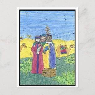Three wise men holiday postcard