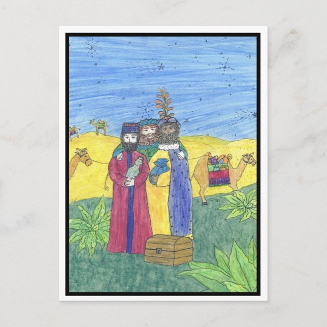 Three wise men holiday postcard (Front)