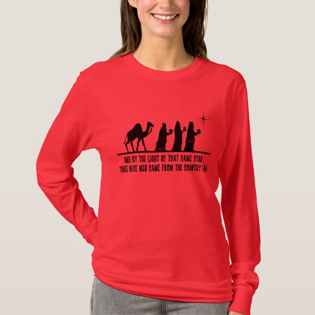 Three Wise Men Ladies Christian Christmas LS Shirt (Front)