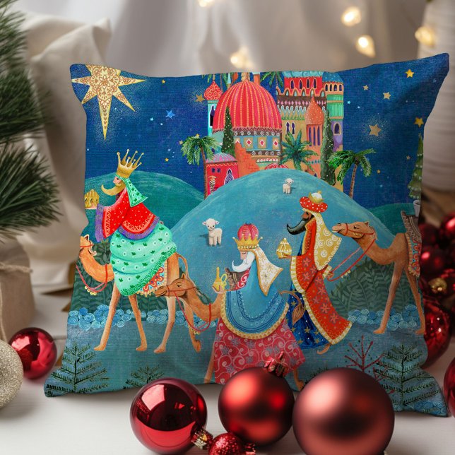 Three Wise Men Los Reyes magos holiday Christmas Throw Pillow (Three Wise Men Los Reyes magos holiday Christmas Throw Pillow)
