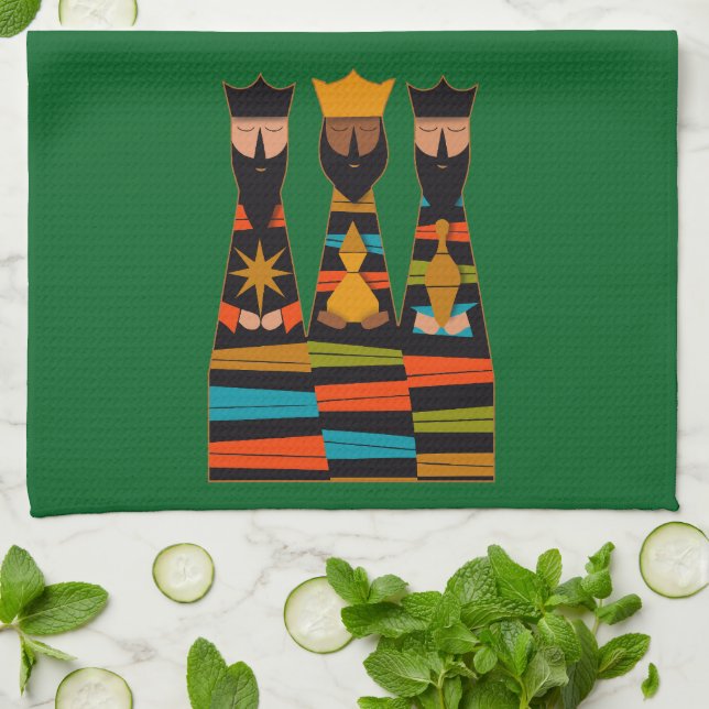 Three Wise Men Modern Mid-Century Kitchen Towel (Folded)