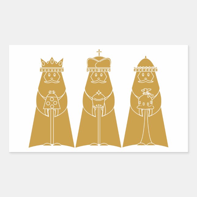 Three Wise Men Modern Nativity Kings Rectangular Sticker (Front)