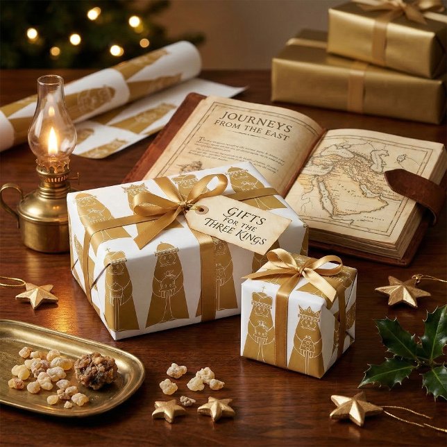 Three Wise Men Modern Nativity Kings Wrapping Paper (Creator Uploaded)