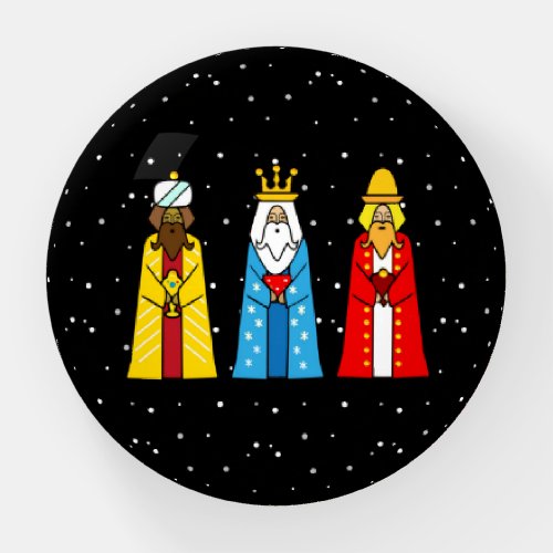 Three Wise Men on Black Paperweight