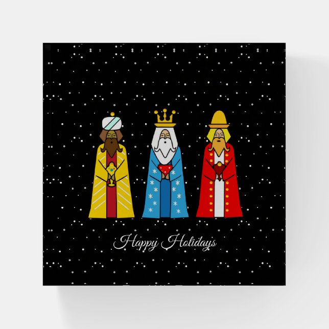 Three Wise Men on Black Paperweight (Front)