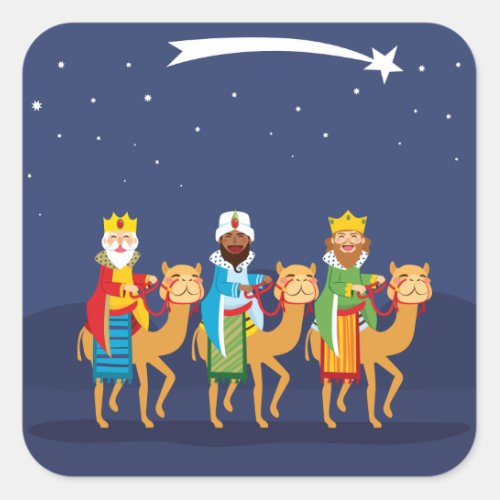 Three Wise Men On Camel Square Sticker