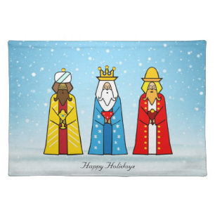 Three Wise Men on Light Blue Cloth Placemat