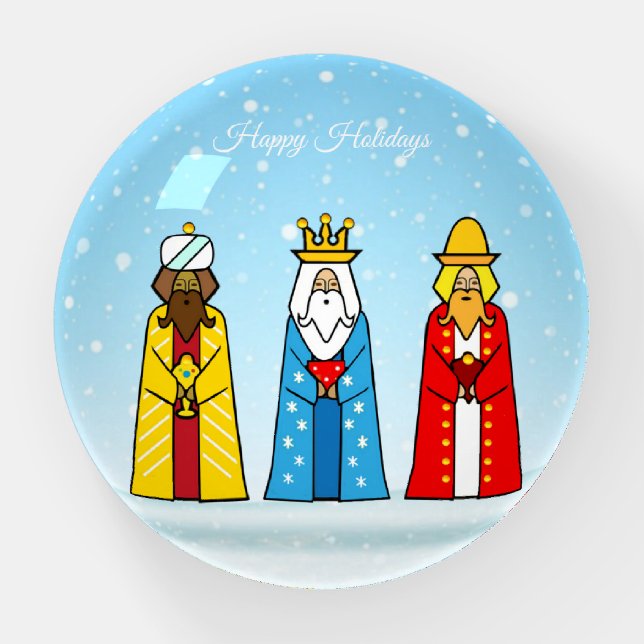 Three Wise Men on Light Blue Paperweight (Front)