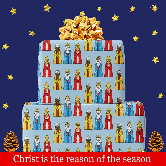 Three Wise Men on Light Blue Wrapping Paper (Creator Uploaded)