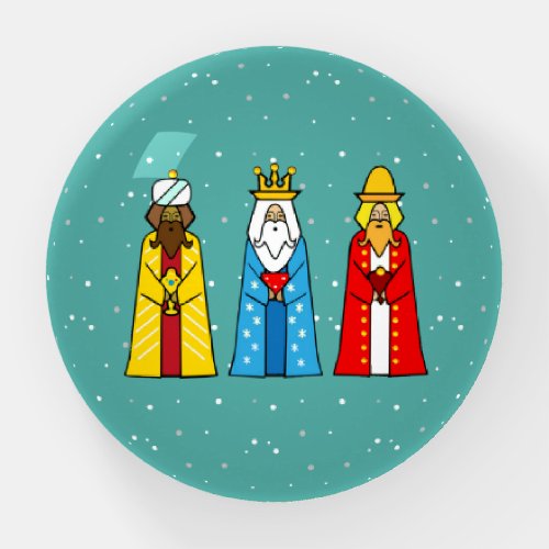 Three Wise Men on Teal Paperweight