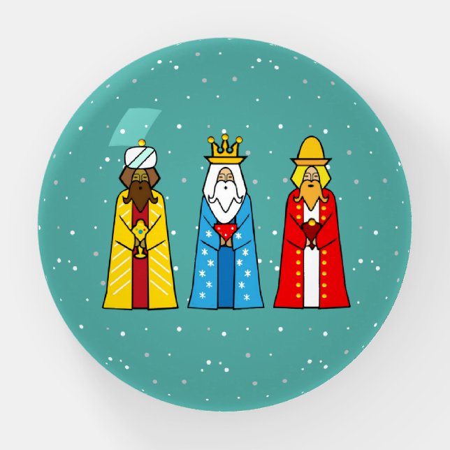 Three Wise Men on Teal Paperweight (Front)