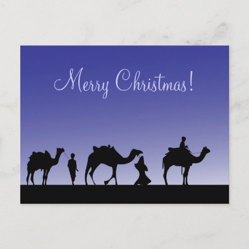 Three Wise Men on their journey with their camels Holiday Postcard