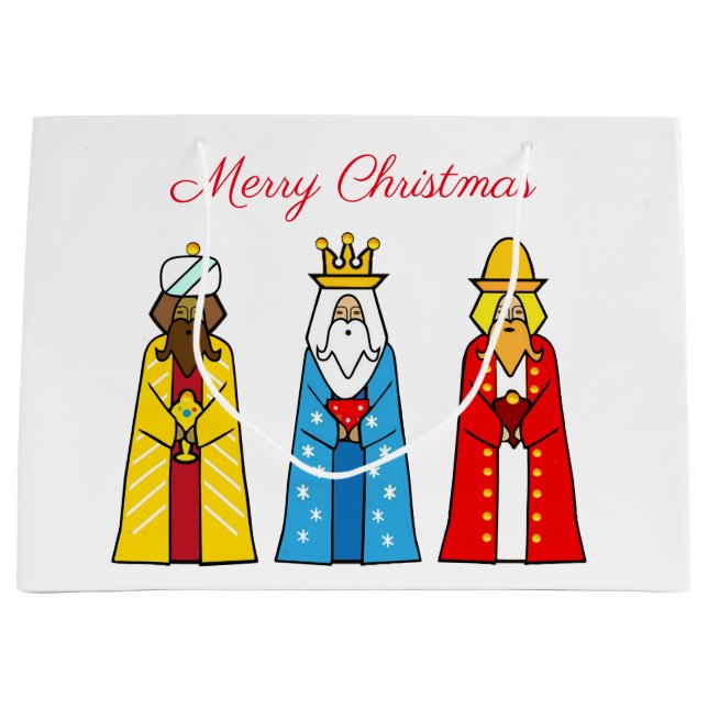 Three Wise Men on White Large Gift Bag (Front)