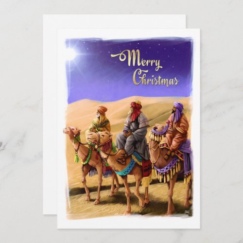 Three Wise Men Painting Flat Christmas Cards