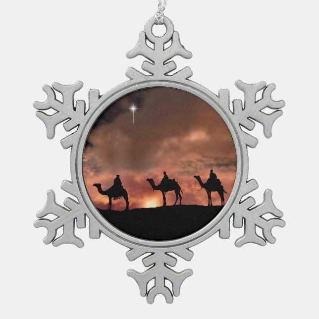 Three Wise Men Pewter Snowflake ornament (Front)