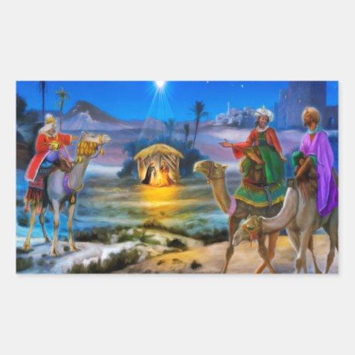 Three wise men rectangular sticker