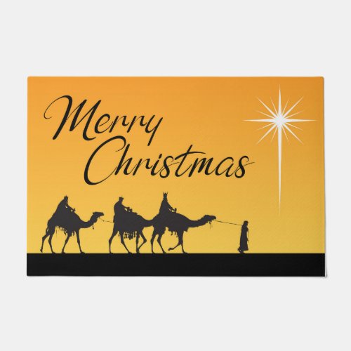 Three Wise Men Religious Merry Christmas Doormat
