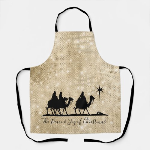 Three Wise Men Silhouette BlackGold ID424 Apron