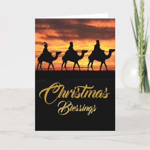 Three Wise Men Silhouette  Christmas Blessings Holiday Card