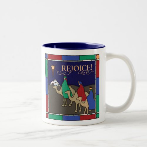 Three Wise Men Stained Glass Christmas Two_Tone Coffee Mug