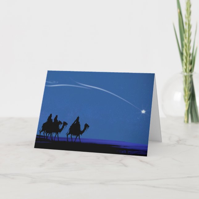 Three Wise Men Star Blue Night Christmas Holiday Card (Front)