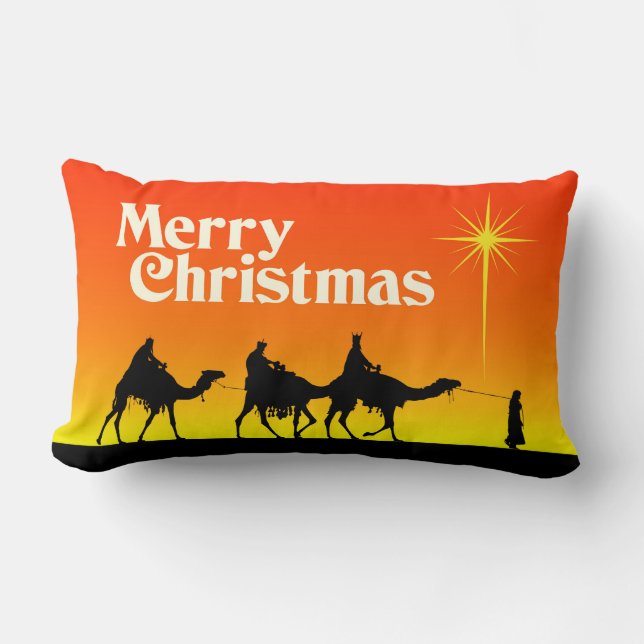 Three Wise Men Star of Bethlehem Christmas Accent  Lumbar Pillow (Front)
