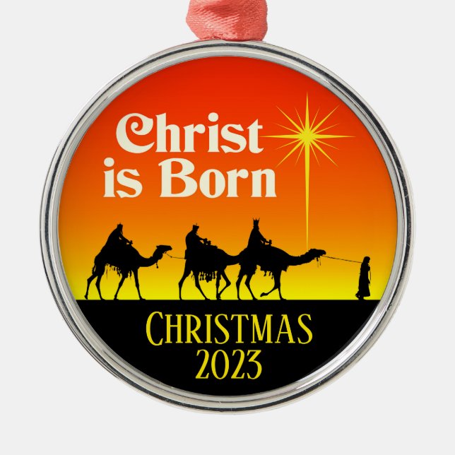Three Wise Men Star of Bethlehem Christmas Metal Ornament (Front)
