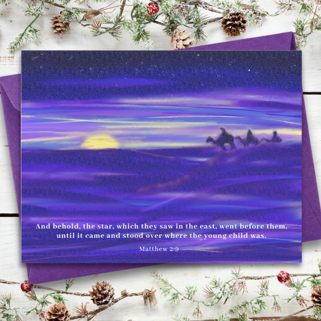 Three Wise Men watercolor Personalized Holiday Postcard (Three wise men painting with bible quote budget greeting postcard)