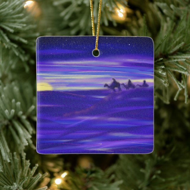 Three wise men watercolor Personalized keepsake Ceramic Ornament (Tree)